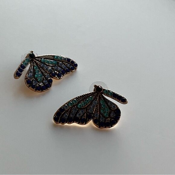 Rhinestone Butterfly Earrings - Picture 6 of 10